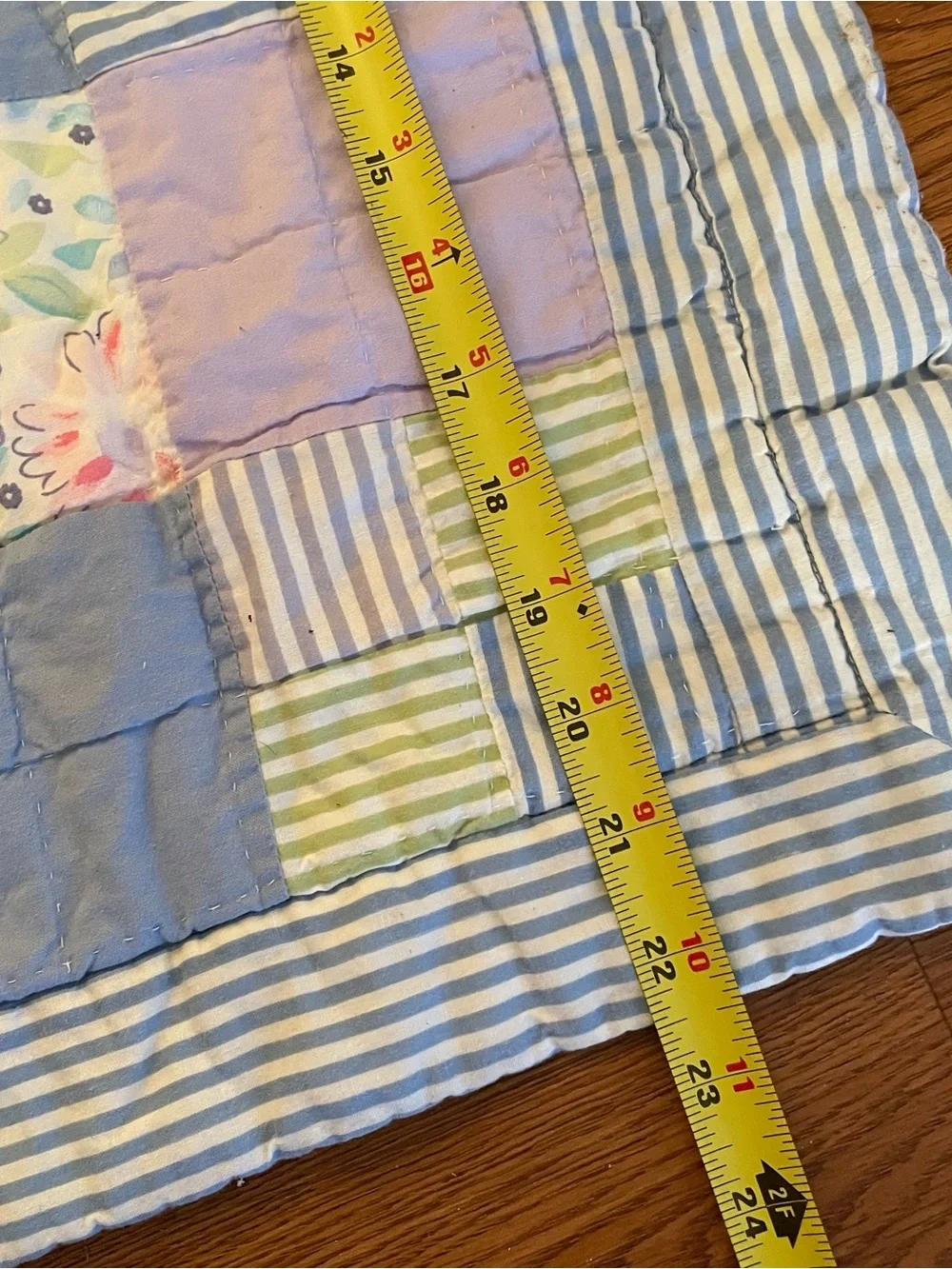 Vintage Chaps Patchwork Quilted Pillow Sham Standard Pastel Cottage Core 2 Sided